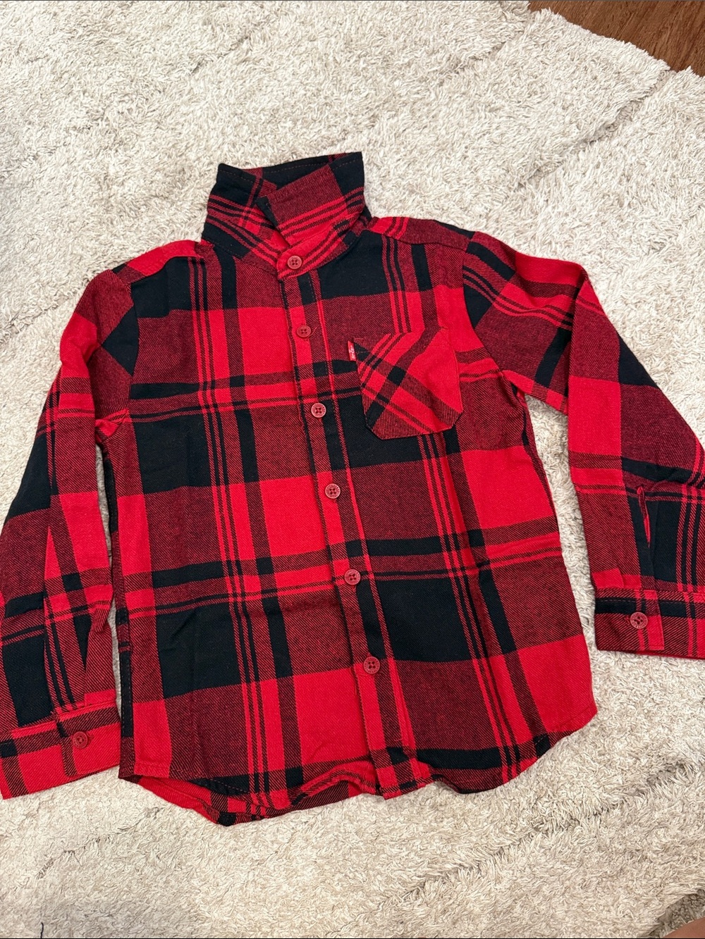 Levi’s Classic Red & Black Plaid Kids Button-Up Shirt